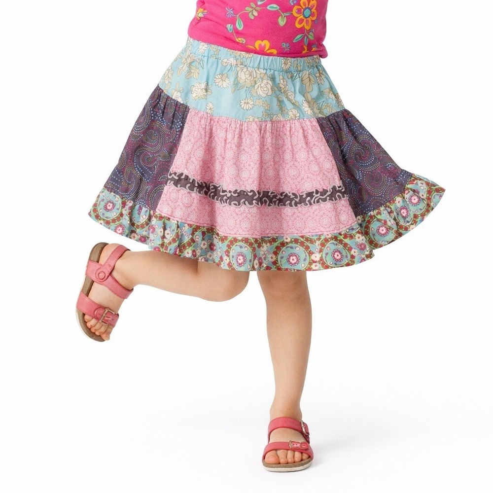 Matilda Jane Skirt Girls 6 Multicolor Paisley Mini Ruffle Cottagecore Boho